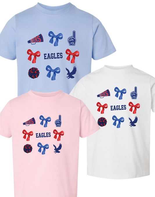 TODDLER Cheer Bows and Eagles Various Colors