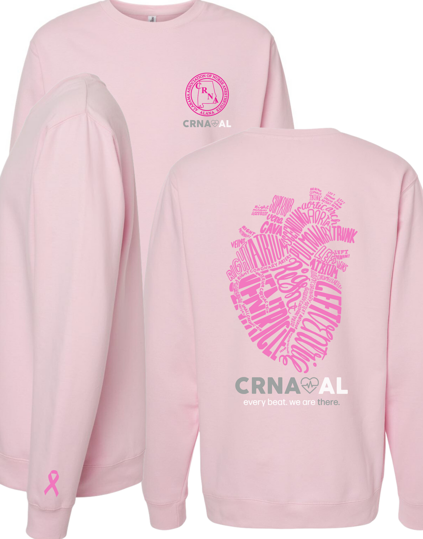 CRNA Wears Pink Crew Neck Sweatshirt