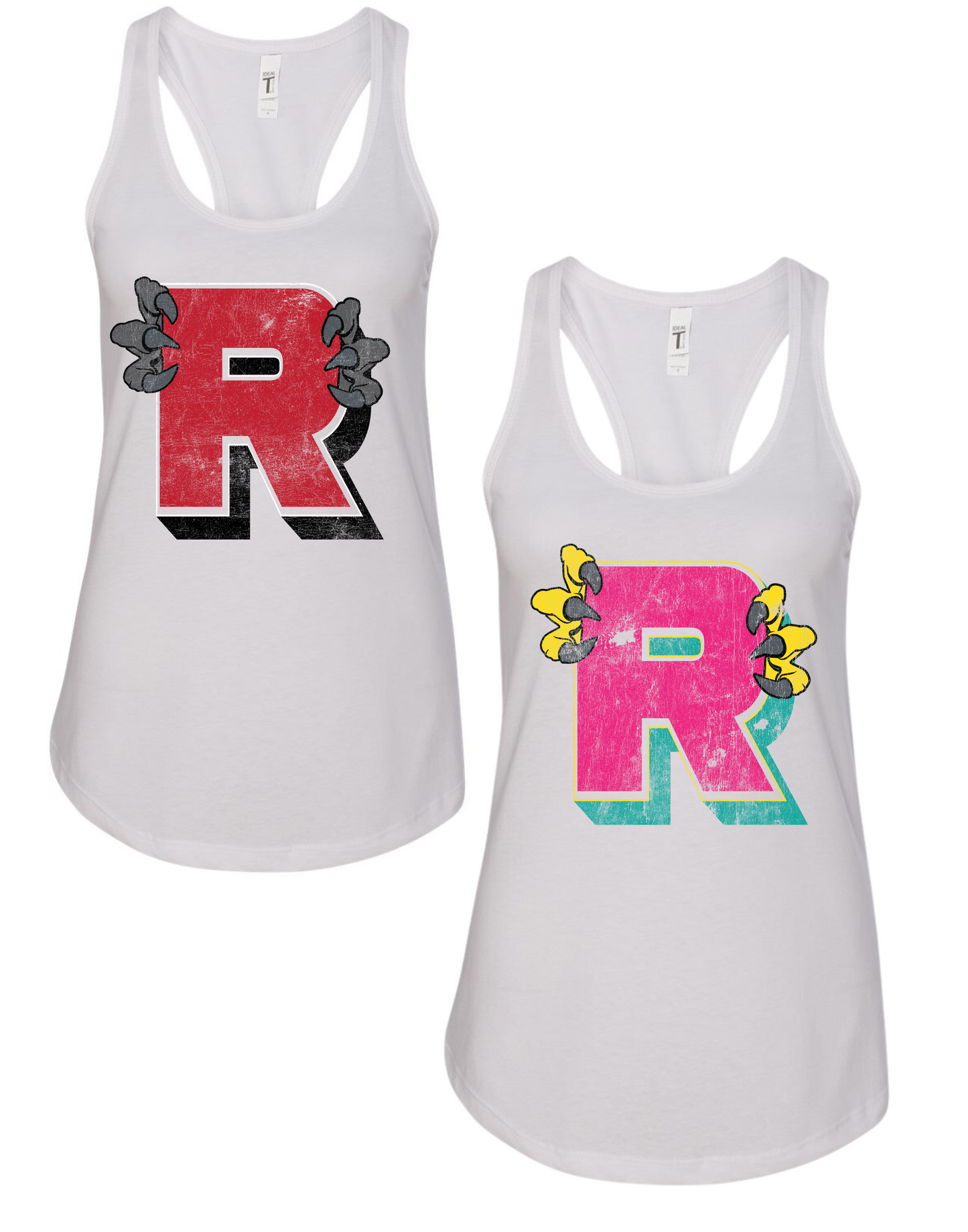 ADULT OM Raptors Get your Claws out T'shirts Red or Pink "R" TANK TOPS