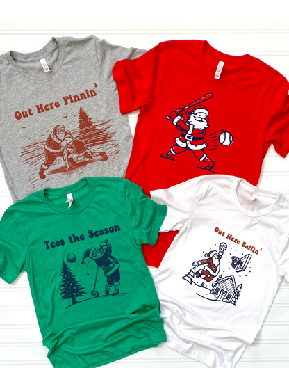 YOUTH Santa Plays Sports T'shirts - SEE PICTURES FOR COLORS