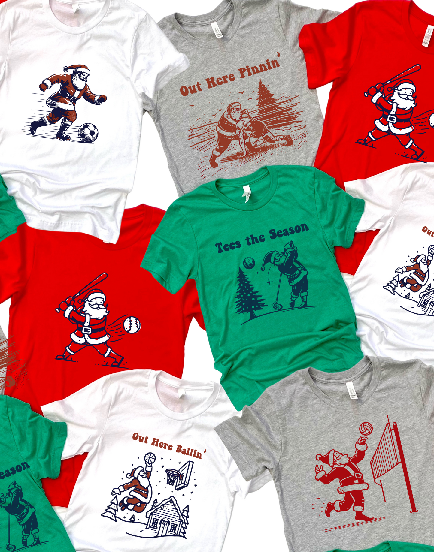 ADULT Santa Plays Sports T'shirts