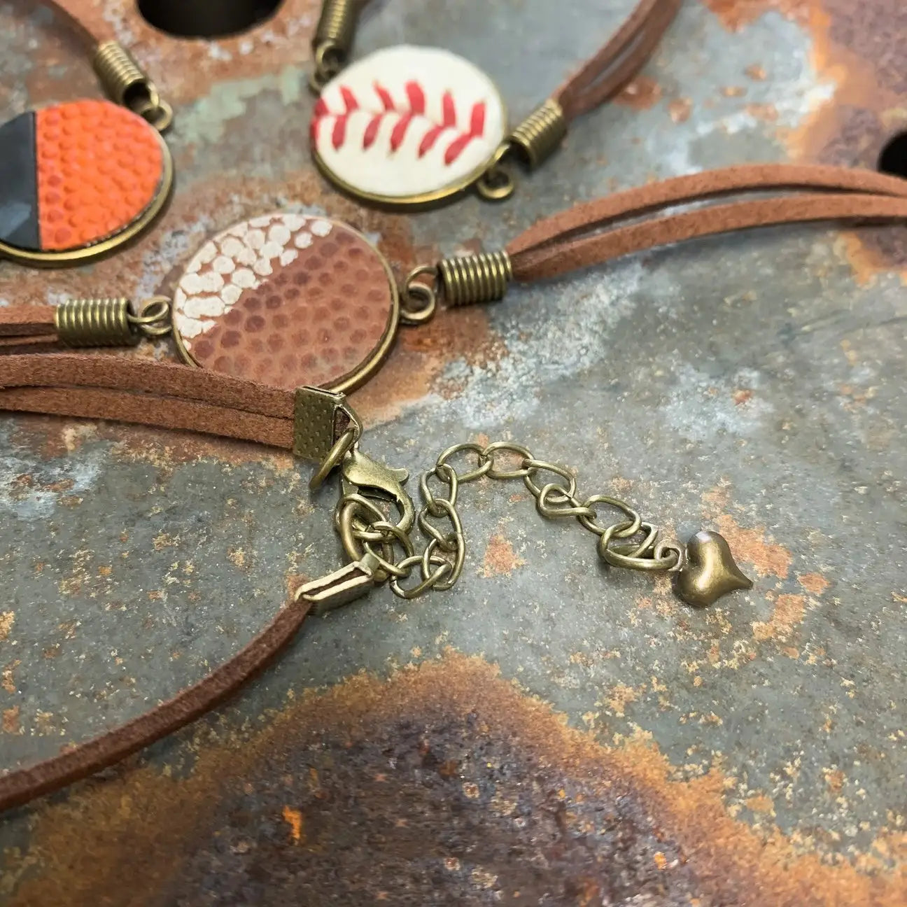 Upcycled Softball Bracelet with Heart Charm
