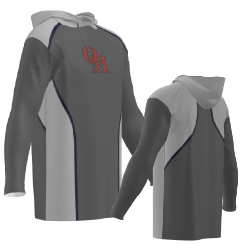 In Stock Adult & Youth CUSTOM DRI FIT BADGER OM LONG SLEEVE HOODIE - Charcoal/Navy