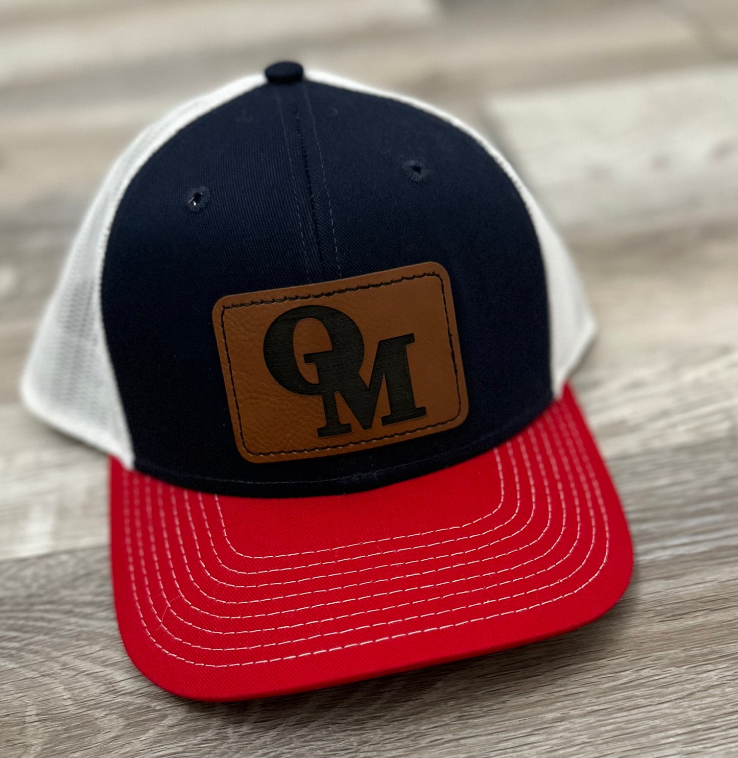 Navy/red/white structured trucker hat