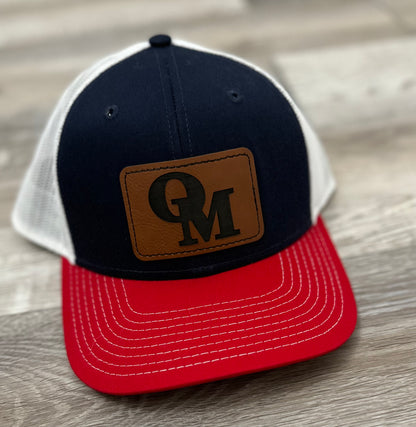 Navy/red/white structured trucker hat